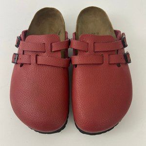 BIrki's Red Birko flor Pebbled Clogs Mules 38 L7
